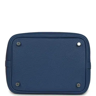 HERMÈS Hermes Picotin Lock 18 Bleu Tie Clemence Palladium Hardware | Thumbnail 6 HERMÈS Hermes Picotin Lock 18 Bleu Tie Clemence Palladium Hardware | Thumbnail 6