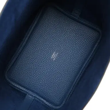 HERMÈS Hermes Picotin Lock 18 Bleu Tie Clemence Palladium Hardware | Thumbnail 7 HERMÈS Hermes Picotin Lock 18 Bleu Tie Clemence Palladium Hardware | Thumbnail 7