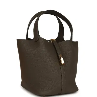 HERMÈS Hermes Picotin Lock 22 Vert Loden Clemence Gold Hardware | Thumbnail 2 HERMÈS Hermes Picotin Lock 22 Vert Loden Clemence Gold Hardware | Thumbnail 2