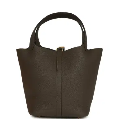 HERMÈS Hermes Picotin Lock 22 Vert Loden Clemence Gold Hardware | Thumbnail 4 HERMÈS Hermes Picotin Lock 22 Vert Loden Clemence Gold Hardware | Thumbnail 4