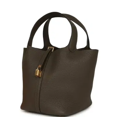 HERMÈS Hermes Picotin Lock 22 Vert Loden Clemence Gold Hardware | Thumbnail 5 HERMÈS Hermes Picotin Lock 22 Vert Loden Clemence Gold Hardware | Thumbnail 5