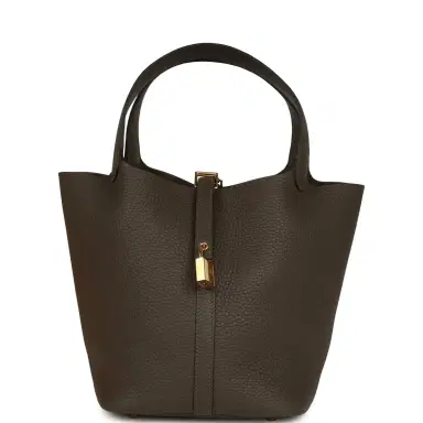 HERMÈS Hermes Picotin Lock 22 Vert Loden Clemence Gold Hardware | Thumbnail 1 HERMÈS Hermes Picotin Lock 22 Vert Loden Clemence Gold Hardware | Thumbnail 1