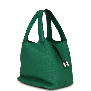 HERMÈS Pre-owned Hermes Picotin Lock 22 Vert Vertigo Clemence and Matte Alligator Touch Palladium Hardware | Thumbnail 2 HERMÈS Pre-owned Hermes Picotin Lock 22 Vert Vertigo Clemence and Matte Alligator Touch Palladium Hardware | Thumbnail 2