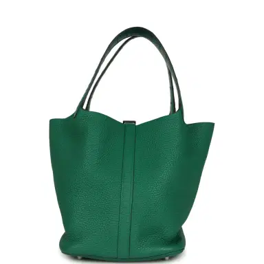HERMÈS Pre-owned Hermes Picotin Lock 22 Vert Vertigo Clemence and Matte Alligator Touch Palladium Hardware | Thumbnail 4 HERMÈS Pre-owned Hermes Picotin Lock 22 Vert Vertigo Clemence and Matte Alligator Touch Palladium Hardware | Thumbnail 4