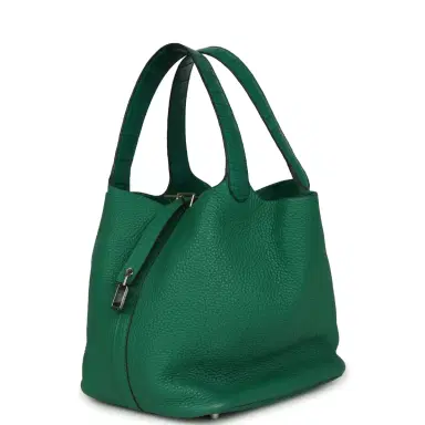 HERMÈS Pre-owned Hermes Picotin Lock 22 Vert Vertigo Clemence and Matte Alligator Touch Palladium Hardware | Thumbnail 5 HERMÈS Pre-owned Hermes Picotin Lock 22 Vert Vertigo Clemence and Matte Alligator Touch Palladium Hardware | Thumbnail 5