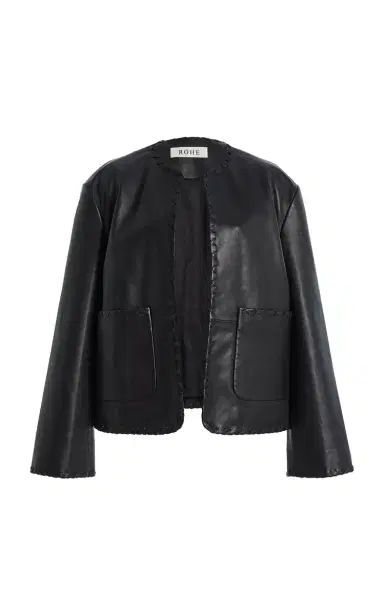 Róhe Blanket-Stitched Leather Jacket | Thumbnail 1 Róhe Blanket-Stitched Leather Jacket | Thumbnail 1