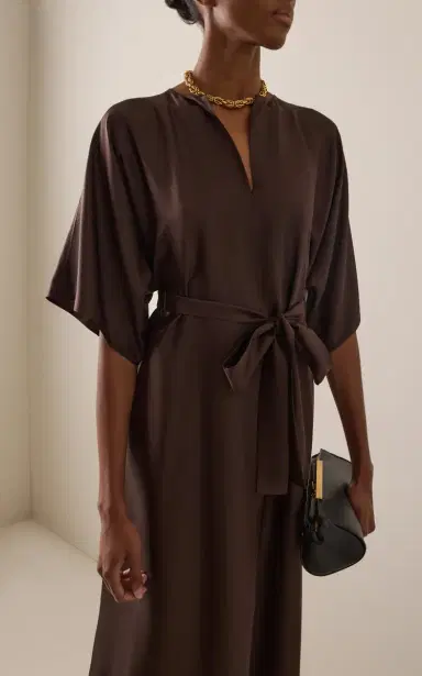 Ferragamo Belted Silk Midi Dress | Thumbnail 2 Ferragamo Belted Silk Midi Dress | Thumbnail 2