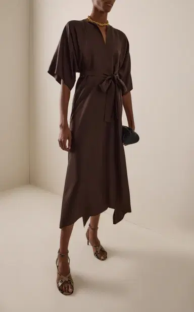 Ferragamo Belted Silk Midi Dress | Thumbnail 3 Ferragamo Belted Silk Midi Dress | Thumbnail 3