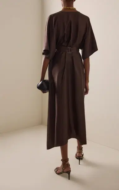 Ferragamo Belted Silk Midi Dress | Thumbnail 4 Ferragamo Belted Silk Midi Dress | Thumbnail 4