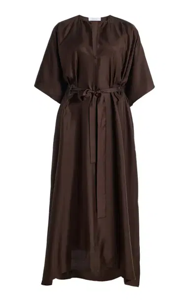 Ferragamo Belted Silk Midi Dress | Thumbnail 1 Ferragamo Belted Silk Midi Dress | Thumbnail 1