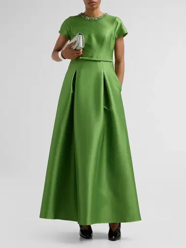 SACHIN & BABI Women's Blythe Embellished Neck A-Line Gown - Green Garnet | Thumbnail 2 SACHIN & BABI Women's Blythe Embellished Neck A-Line Gown - Green Garnet | Thumbnail 2