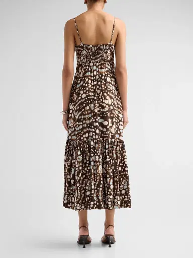 A.L.C. Women's Lindsey Gathered Speckled Midi Dress - Ganache Multi - Size 10 | Thumbnail 3 A.L.C. Women's Lindsey Gathered Speckled Midi Dress - Ganache Multi - Size 10 | Thumbnail 3