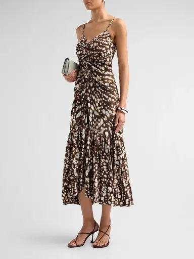 A.L.C. Women's Lindsey Gathered Speckled Midi Dress - Ganache Multi - Size 10 | Thumbnail 4 A.L.C. Women's Lindsey Gathered Speckled Midi Dress - Ganache Multi - Size 10 | Thumbnail 4