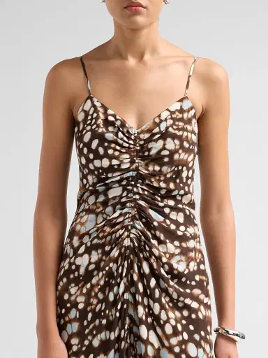 A.L.C. Women's Lindsey Gathered Speckled Midi Dress - Ganache Multi - Size 10 | Thumbnail 5 A.L.C. Women's Lindsey Gathered Speckled Midi Dress - Ganache Multi - Size 10 | Thumbnail 5