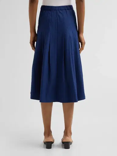 SEROYA Women's Yumi Pleated A-Line Midi Skirt - Admiral Blue | Thumbnail 3 SEROYA Women's Yumi Pleated A-Line Midi Skirt - Admiral Blue | Thumbnail 3