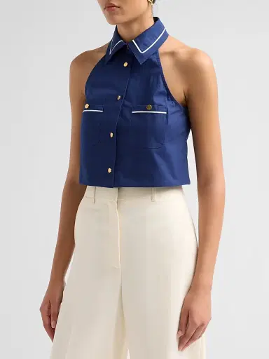 SEROYA Women's Yumi Halterneck Top - Admiral Blue | Thumbnail 4 SEROYA Women's Yumi Halterneck Top - Admiral Blue | Thumbnail 4
