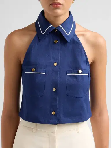 SEROYA Women's Yumi Halterneck Top - Admiral Blue | Thumbnail 5 SEROYA Women's Yumi Halterneck Top - Admiral Blue | Thumbnail 5