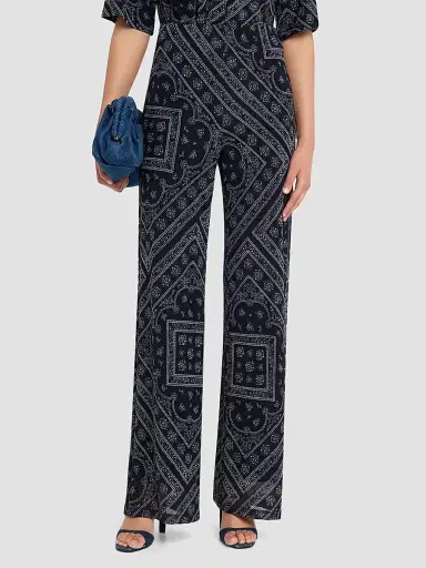 Veronica Beard Women's Hadria Paisley Print High-Rise Pants - Navy Dove | Thumbnail 4 Veronica Beard Women's Hadria Paisley Print High-Rise Pants - Navy Dove | Thumbnail 4