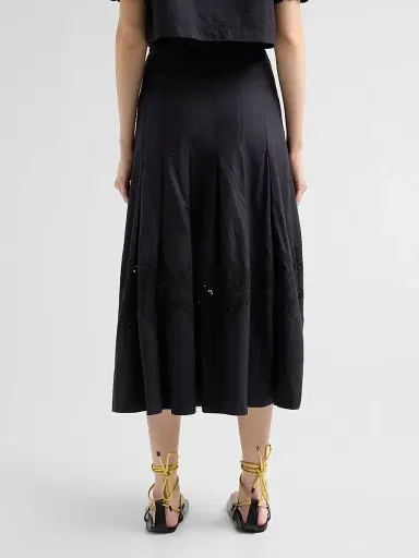 Veronica Beard Women's Fynnley Cotton Pleated Midi Skirt - Black - Size 10 | Thumbnail 3 Veronica Beard Women's Fynnley Cotton Pleated Midi Skirt - Black - Size 10 | Thumbnail 3