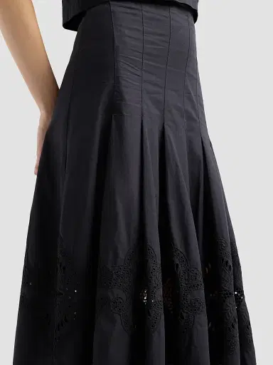 Veronica Beard Women's Fynnley Cotton Pleated Midi Skirt - Black - Size 10 | Thumbnail 5 Veronica Beard Women's Fynnley Cotton Pleated Midi Skirt - Black - Size 10 | Thumbnail 5