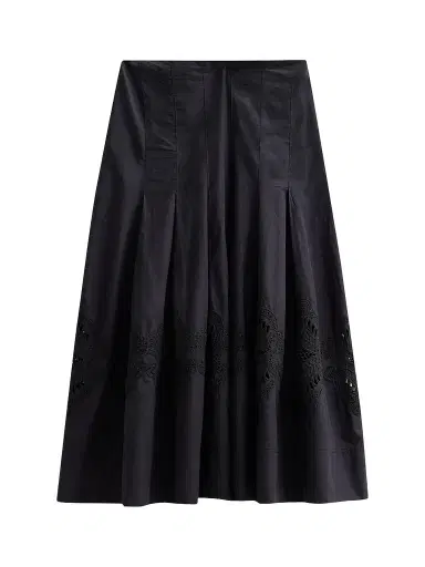 Veronica Beard Women's Fynnley Cotton Pleated Midi Skirt - Black - Size 10 | Thumbnail 1 Veronica Beard Women's Fynnley Cotton Pleated Midi Skirt - Black - Size 10 | Thumbnail 1