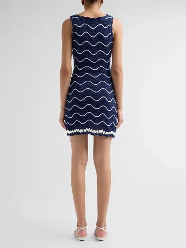 Cara Cara Women's Orel Crochet Wave Mini Dress - Navy Ivory Knits - Size XL | Thumbnail 3 Cara Cara Women's Orel Crochet Wave Mini Dress - Navy Ivory Knits - Size XL | Thumbnail 3
