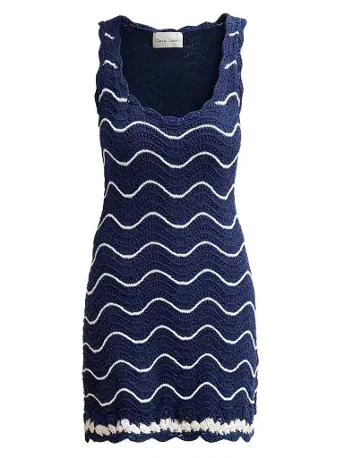 Cara Cara Women's Orel Crochet Wave Mini Dress - Navy Ivory Knits - Size XL | Thumbnail 1 Cara Cara Women's Orel Crochet Wave Mini Dress - Navy Ivory Knits - Size XL | Thumbnail 1
