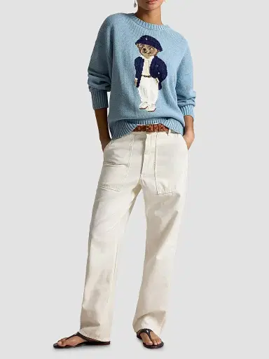 Polo Ralph Lauren Women's Polo Bear Oversize Cotton Sweater - Blue Note - Size XS | Thumbnail 2 Polo Ralph Lauren Women's Polo Bear Oversize Cotton Sweater - Blue Note - Size XS | Thumbnail 2