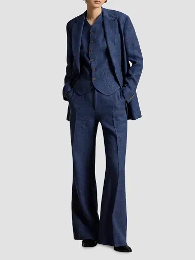 Polo Ralph Lauren Women's Beaton Linen-Cotton Pants - Blue Melange | Thumbnail 2 Polo Ralph Lauren Women's Beaton Linen-Cotton Pants - Blue Melange | Thumbnail 2