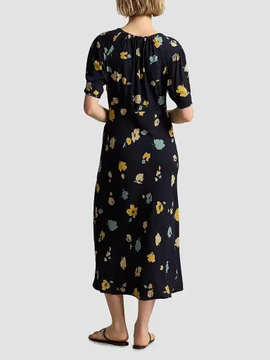 Polo Ralph Lauren Women's Floral Crepe Midi Dress - Tulip Navy Yellow | Thumbnail 3 Polo Ralph Lauren Women's Floral Crepe Midi Dress - Tulip Navy Yellow | Thumbnail 3