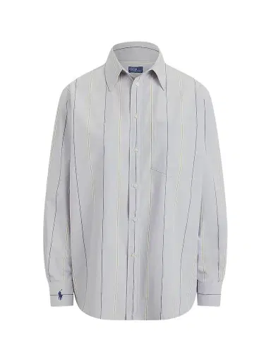 Polo Ralph Lauren Women's Oversized Stripe Cotton Button-Front Shirt - Light Blue Cream | Thumbnail 1 Polo Ralph Lauren Women's Oversized Stripe Cotton Button-Front Shirt - Light Blue Cream | Thumbnail 1