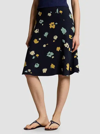 Polo Ralph Lauren Women's Floral Crepe Knee-Length Skirt - Tulip Navy Yellow | Thumbnail 4 Polo Ralph Lauren Women's Floral Crepe Knee-Length Skirt - Tulip Navy Yellow | Thumbnail 4
