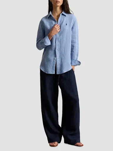 Polo Ralph Lauren Women's Linen Classic-Fit Button-Front Shirt - Summer Blue | Thumbnail 2 Polo Ralph Lauren Women's Linen Classic-Fit Button-Front Shirt - Summer Blue | Thumbnail 2