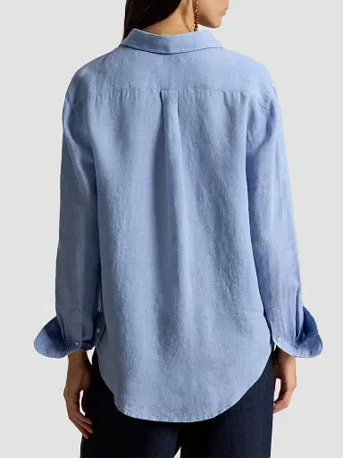 Polo Ralph Lauren Women's Linen Classic-Fit Button-Front Shirt - Summer Blue | Thumbnail 3 Polo Ralph Lauren Women's Linen Classic-Fit Button-Front Shirt - Summer Blue | Thumbnail 3