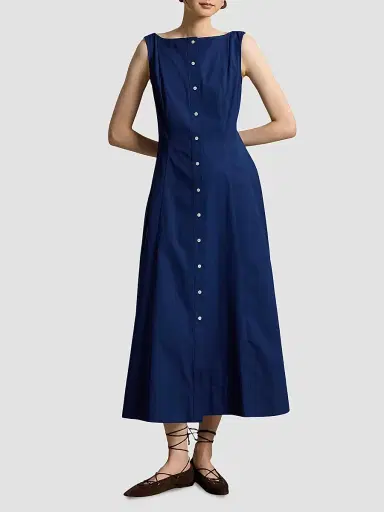 Polo Ralph Lauren Women's Paneled Cotton Maxi Dress - East Side Royal - Size 8 | Thumbnail 2 Polo Ralph Lauren Women's Paneled Cotton Maxi Dress - East Side Royal - Size 8 | Thumbnail 2
