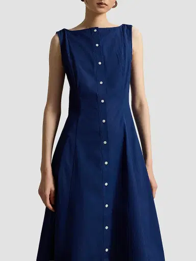 Polo Ralph Lauren Women's Paneled Cotton Maxi Dress - East Side Royal - Size 8 | Thumbnail 4 Polo Ralph Lauren Women's Paneled Cotton Maxi Dress - East Side Royal - Size 8 | Thumbnail 4