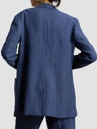 Polo Ralph Lauren Women's Single-Breasted Linen-Cotton Blazer - Blue Melange - Size 8 | Thumbnail 3 Polo Ralph Lauren Women's Single-Breasted Linen-Cotton Blazer - Blue Melange - Size 8 | Thumbnail 3