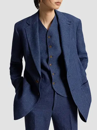 Polo Ralph Lauren Women's Single-Breasted Linen-Cotton Blazer - Blue Melange - Size 8 | Thumbnail 4 Polo Ralph Lauren Women's Single-Breasted Linen-Cotton Blazer - Blue Melange - Size 8 | Thumbnail 4