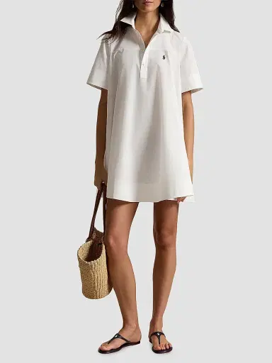 Polo Ralph Lauren Women's Cotton A-Line Mini Shirtdress - White | Thumbnail 2 Polo Ralph Lauren Women's Cotton A-Line Mini Shirtdress - White | Thumbnail 2