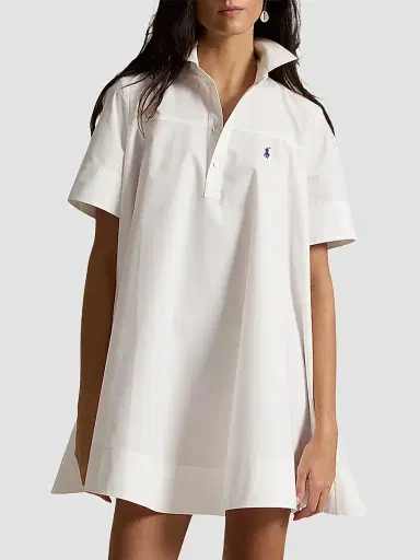 Polo Ralph Lauren Women's Cotton A-Line Mini Shirtdress - White | Thumbnail 4 Polo Ralph Lauren Women's Cotton A-Line Mini Shirtdress - White | Thumbnail 4