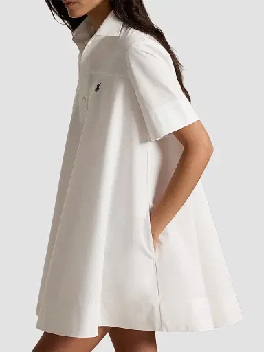 Polo Ralph Lauren Women's Cotton A-Line Mini Shirtdress - White | Thumbnail 5 Polo Ralph Lauren Women's Cotton A-Line Mini Shirtdress - White | Thumbnail 5