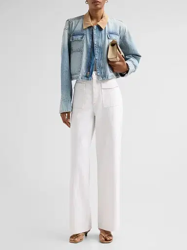SLVRLAKE Women's Conner Denim Crop Worker Jacket - Conner Cropped Worker | Thumbnail 2 SLVRLAKE Women's Conner Denim Crop Worker Jacket - Conner Cropped Worker | Thumbnail 2