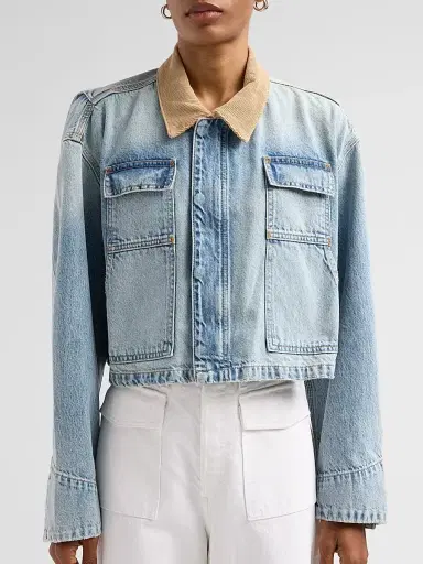 SLVRLAKE Women's Conner Denim Crop Worker Jacket - Conner Cropped Worker | Thumbnail 5 SLVRLAKE Women's Conner Denim Crop Worker Jacket - Conner Cropped Worker | Thumbnail 5