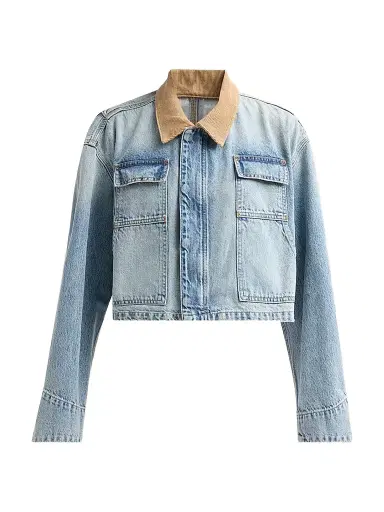 SLVRLAKE Women's Conner Denim Crop Worker Jacket - Conner Cropped Worker | Thumbnail 1 SLVRLAKE Women's Conner Denim Crop Worker Jacket - Conner Cropped Worker | Thumbnail 1