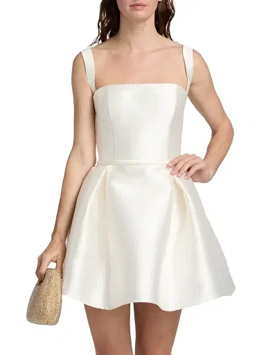 Amsale Women's Satin Mini Fit & Flare Cocktail Dress - | Thumbnail 3 Amsale Women's Satin Mini Fit & Flare Cocktail Dress - | Thumbnail 3