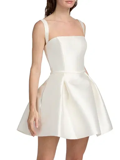 Amsale Women's Satin Mini Fit & Flare Cocktail Dress - | Thumbnail 4 Amsale Women's Satin Mini Fit & Flare Cocktail Dress - | Thumbnail 4
