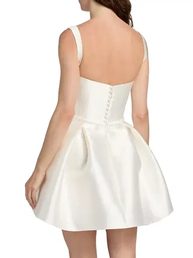Amsale Women's Satin Mini Fit & Flare Cocktail Dress - | Thumbnail 5 Amsale Women's Satin Mini Fit & Flare Cocktail Dress - | Thumbnail 5
