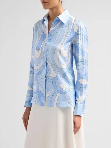 PUCCI Women's L'Alba Silk Twill Shirt - Pale Blue | Thumbnail 4 PUCCI Women's L'Alba Silk Twill Shirt - Pale Blue | Thumbnail 4