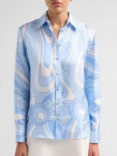 PUCCI Women's L'Alba Silk Twill Shirt - Pale Blue | Thumbnail 5 PUCCI Women's L'Alba Silk Twill Shirt - Pale Blue | Thumbnail 5