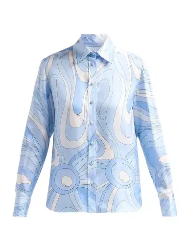 PUCCI Women's L'Alba Silk Twill Shirt - Pale Blue | Thumbnail 1 PUCCI Women's L'Alba Silk Twill Shirt - Pale Blue | Thumbnail 1
